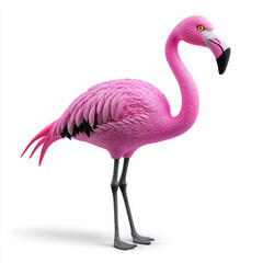 Fototapeta premium Elegant Pink Flamingo: A graceful pose against a white backdrop.