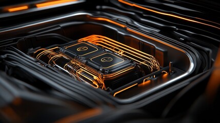 Naklejka premium Futuristic Technology: Glowing Core of Advanced Computer System