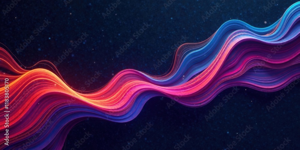 Poster abstract colorful wave design with vibrant hues and dark background