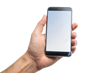 Hand holding smartphone with blank screen, showcasing mobile technology for business communication