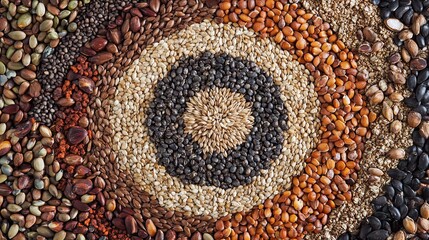 A Colorful Mosaic of Seeds and Grains