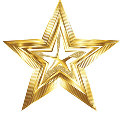 Gold stars in a gold line art style, clipart on a transparent background png