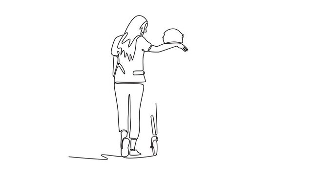 Medical professional Concept. Single line draw design. Full length animation illustration. High quality 4k footage.