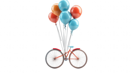 Carnival-themed decorated unicycle with balloons, vibrant festival design, isolated on white, PNG file