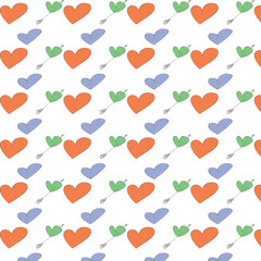 Seamless pattern with colorful hearts
