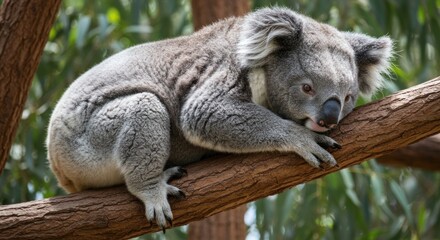 Naklejka premium Koala Bear Resting On A Tree Branch