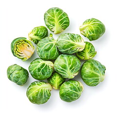 Fototapeta premium Pile of Brussels sprouts isolated on a white background