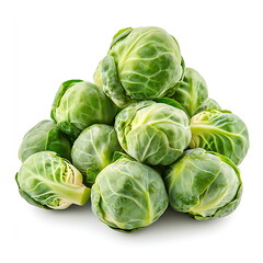 Fototapeta premium Pile of Brussels sprouts isolated on a white background