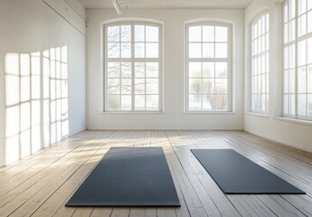 Obraz premium A large room with two mats on the floor