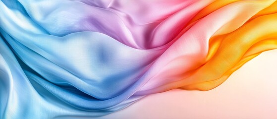 Obraz premium Vibrant Rainbow Ombre Silk Fabric Drape Colorful Textile Texture Background