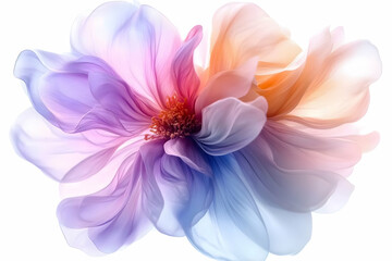 Pastel flower bloom, studio shot, white background, design element