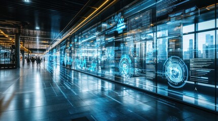 Fototapeta premium Futuristic Data Visualization in Modern Architecture