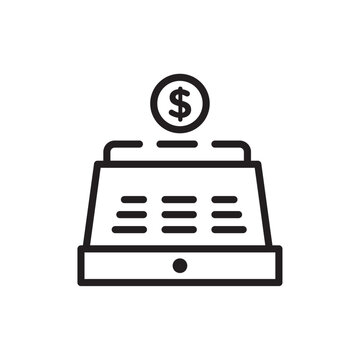 recommend clip art: Cash register icon Flat vector set outline