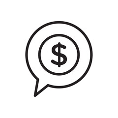 Comment dollar icon Flat vector set outline