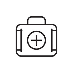 Doctor bag icon Flat vector set outline