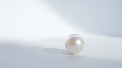 A white pearl sits on a white background
