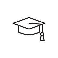 Graduation cap icon Flat vector set outline