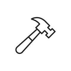 Hammer icon Flat vector set outline