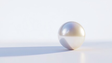 A white ball with a shiny surface is sitting on a white background