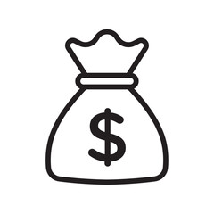 Money bag icon Flat vector set outline