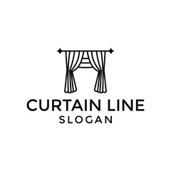 window curtain logo in line art design style