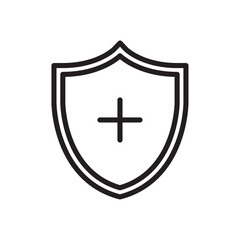 Shield icon Flat vector set outline