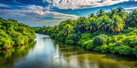 Lush tropical vegetation thrives at Barranquilla's Magdalena River mouth; stunning documentary images.