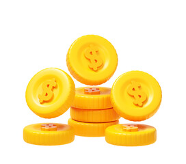 3D Financial Assets Gold Coins Illustration