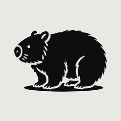 Obraz premium very simple flat and minimalist Wombat silhouette in black on a white background