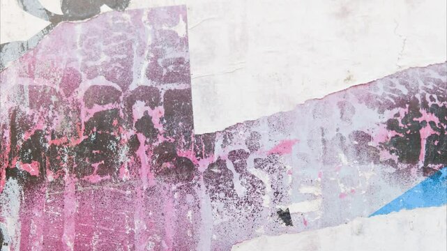 Grunge collage timelapse of torn and ripped street poster paper backgrounds