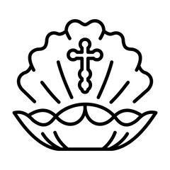 A line icon of baptismal shell 