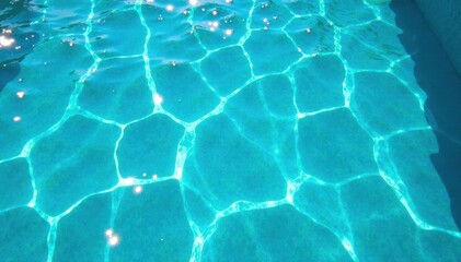 Obraz premium Turquoise water, ripped surface, pool bottom visible, bright, holiday, ripped