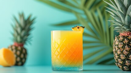 **A refreshing tropical drink gradient blending bright pineapple yellow