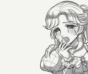 昭和の少女漫画・泣く悲劇のお姫さまも白黒イラスト