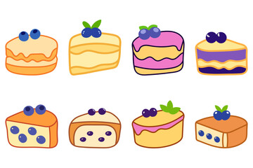 Blueberry Cake Illustration Design Set