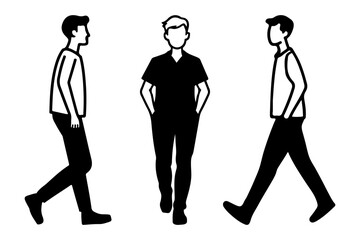 Illustration Set of Walking Man