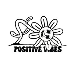 cute flower retro cartoon character illustration