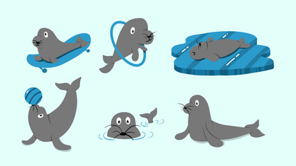 Creative cute seals and winter slogan