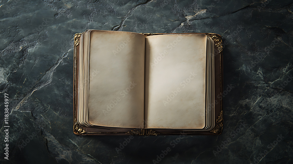 Poster A conceptual image showcasing the art of journaling, featuring a notebook with open blank pages ready for writing, the image provides ample copy space for customization and personalization