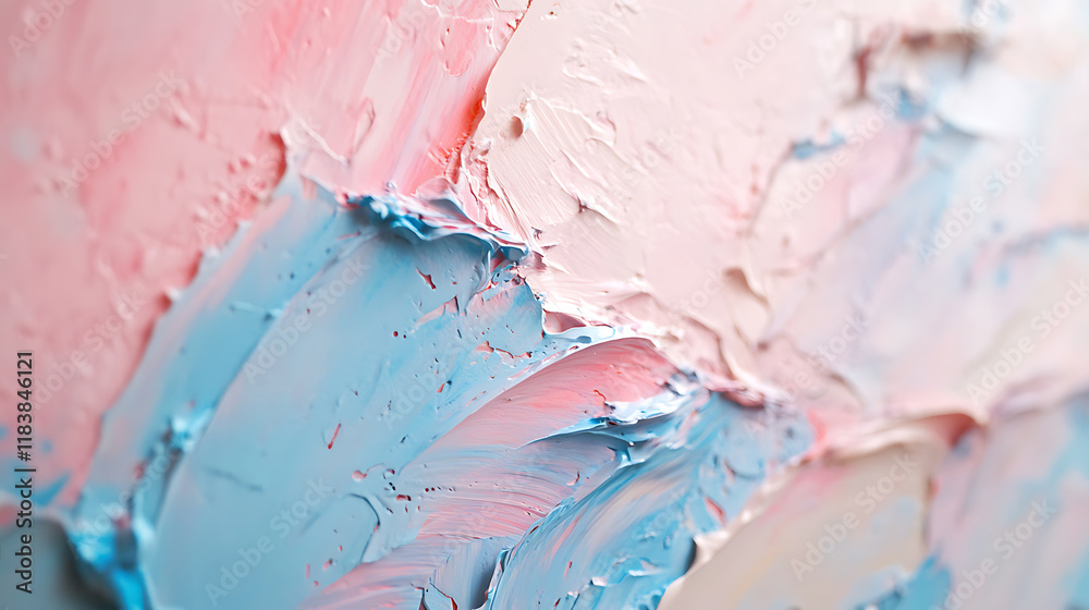 Poster a detailed closeup showcasing the texture of thick, impasto paint strokes on a canvas, creating an a