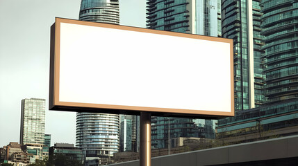 Obraz premium Blank billboard, city backdrop, mockup, advertising