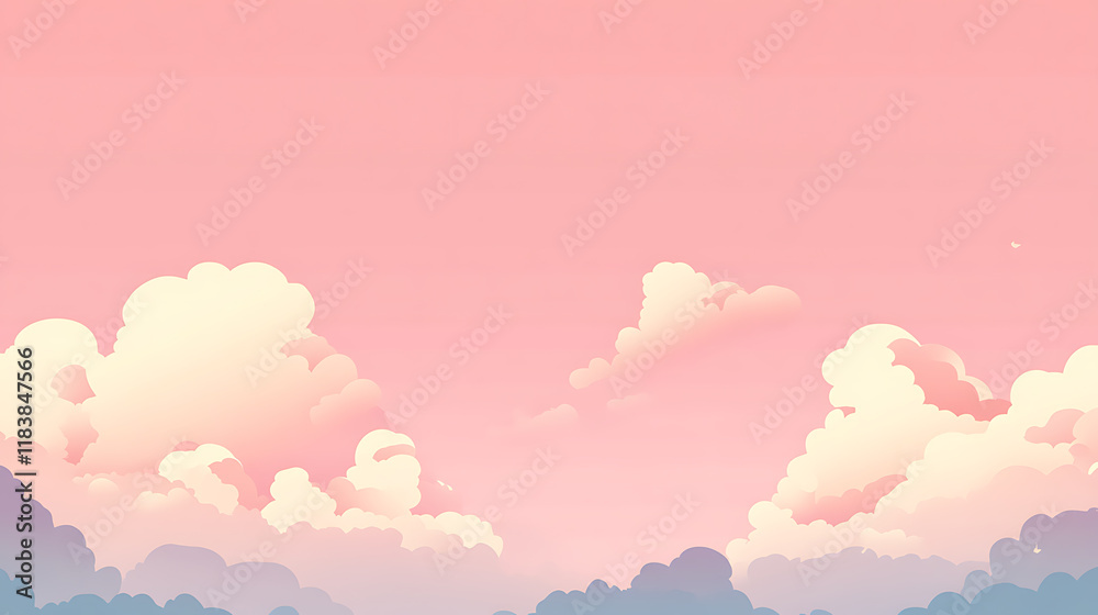 Fototapete a serene and soft clouds that create a tranquil and minimalist aesthetic, perfect for a calming wall