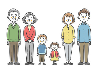 家族3世代　全身　ベクター