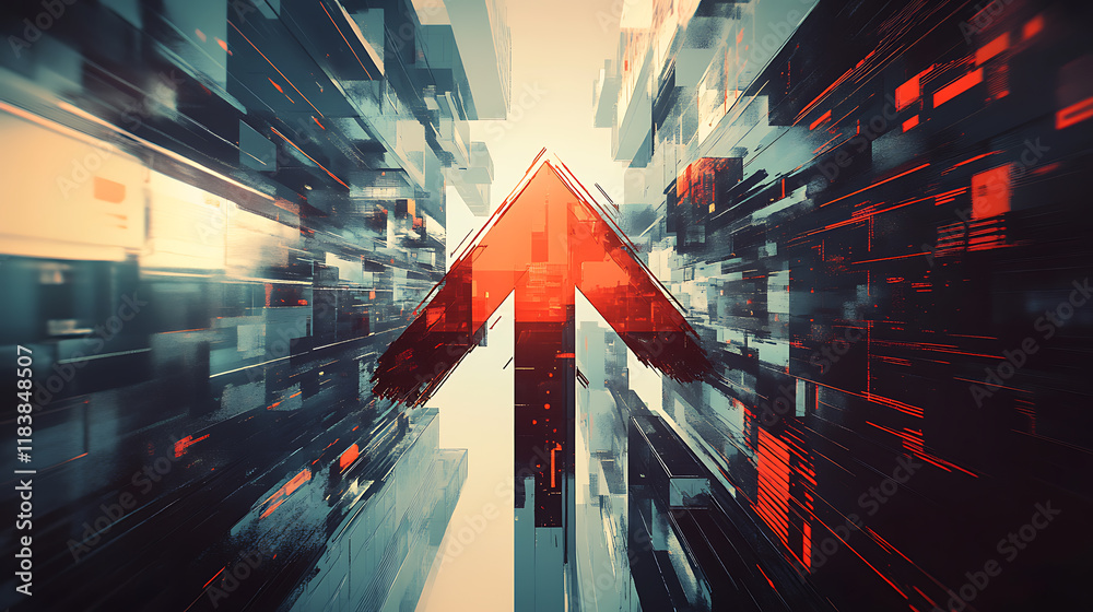 Poster A stylized arrow of an upward-pointing arrows symbolizing business development, growth, and dynamic success in a corporate or financial context