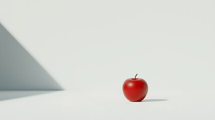 A red apple sits on a white background