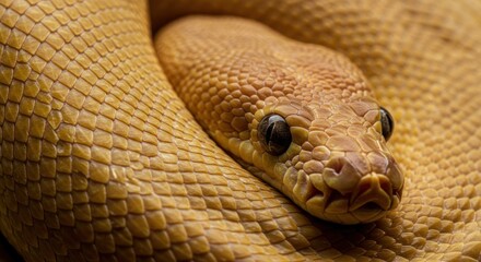 Fototapeta premium Golden Python Close Up Showing Scales And Eye