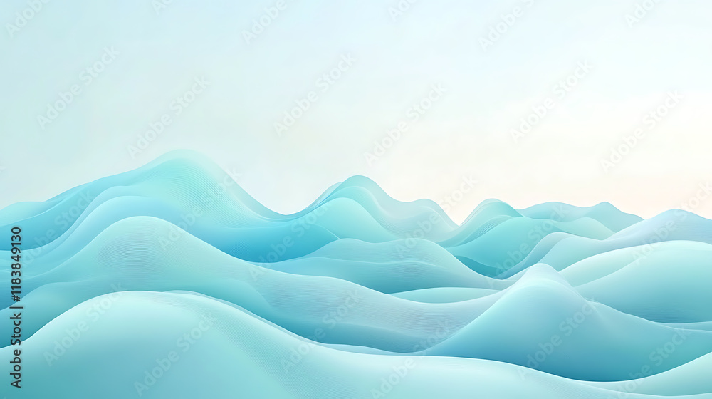 Poster abstract blue gradient background with smooth waves, graphic design concept
