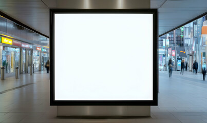 Fototapeta premium Blank mall poster, advertising space, city background