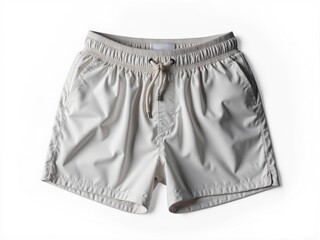 Off-White Nylon Swim Trunks with Drawstring