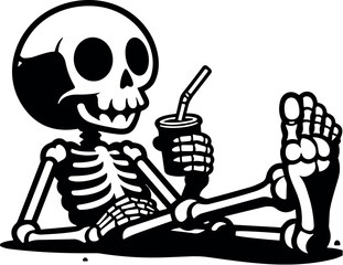 Human Skeleton Vector Black Silhouette Cricut Design for T-Shirt